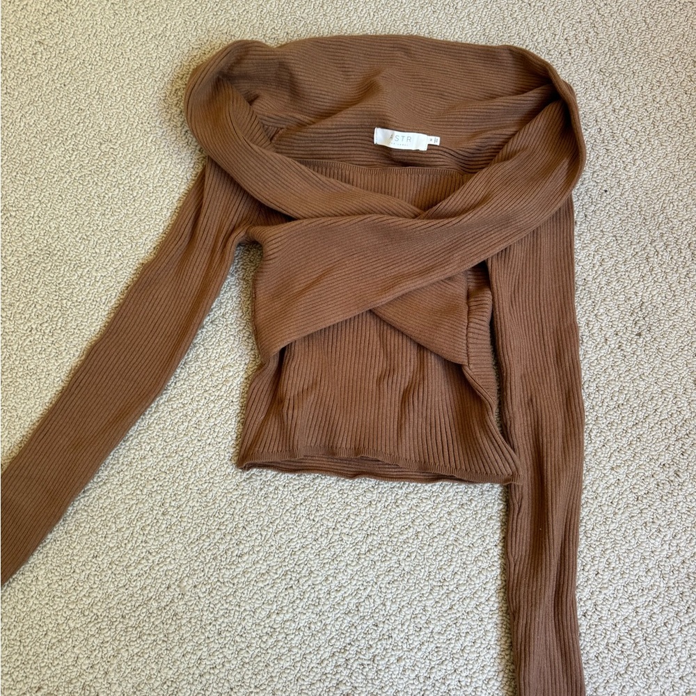 ASTR Light Brown Ribbed Sweater Top - Size M